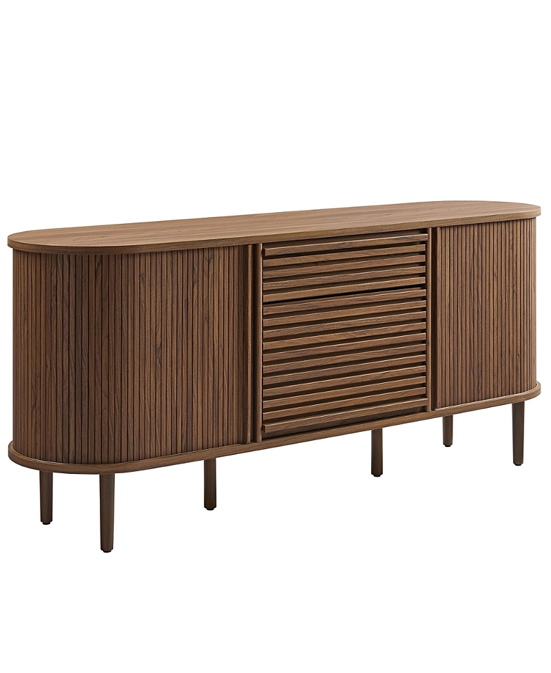 Modway Harlan 67 Fluted Oval Sideboard Cabinet In Brown