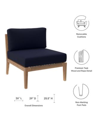 Clearwater Outdoor Patio Teak Wood Armless Chair