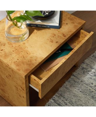 Hudson 1-Drawer Burl Wood Nightstand