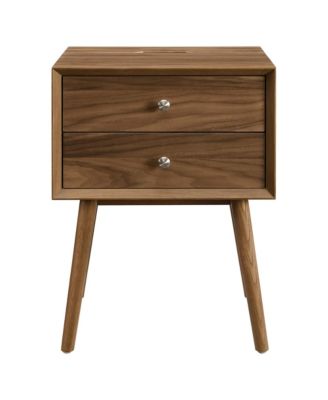 Ember Wood Nightstand With USB Ports