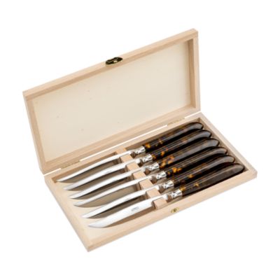 Omega Tortoise Look Steak Knives, Set of 6