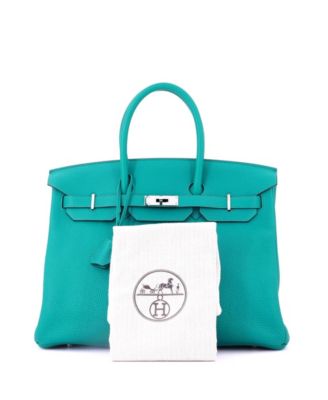 Birkin 35 Handbag Blue Togo with Palladium Hardware
