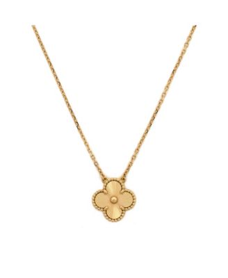 Vintage Alhambra Pendant Necklace Guilloche 18K Gold, 14.75 - 16.5"