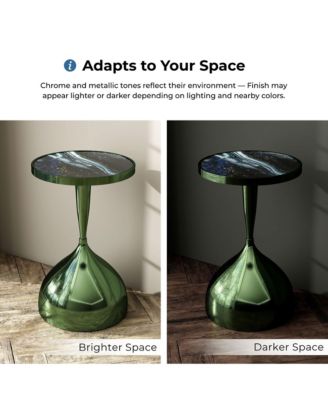 Knoll 16-inch Iron Round End Table with Galaxy Top and Dome Base