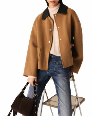 Double-Faced Coat with Leather Collar