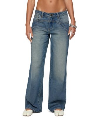  Ronny Curved Stitch Low Rise Blue-Washed Jeans