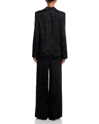 Leopard Jacquard Wide Leg Pants