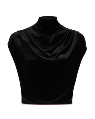 Velvet Draped Mock Crop Top