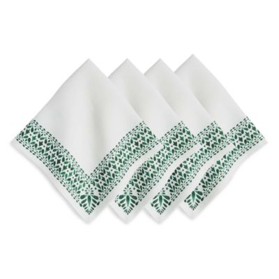 Iberian Border Napkin, Evergreen, Set of 4