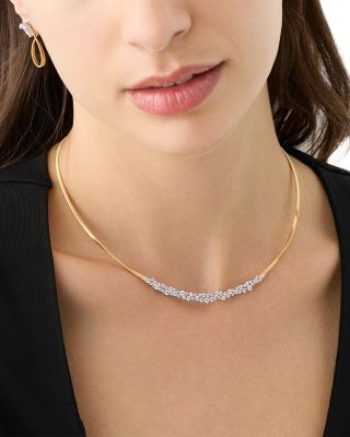 18K Yellow Gold Marrakech Diamond Graduated Cluster Collar Necklace, 16.5"
