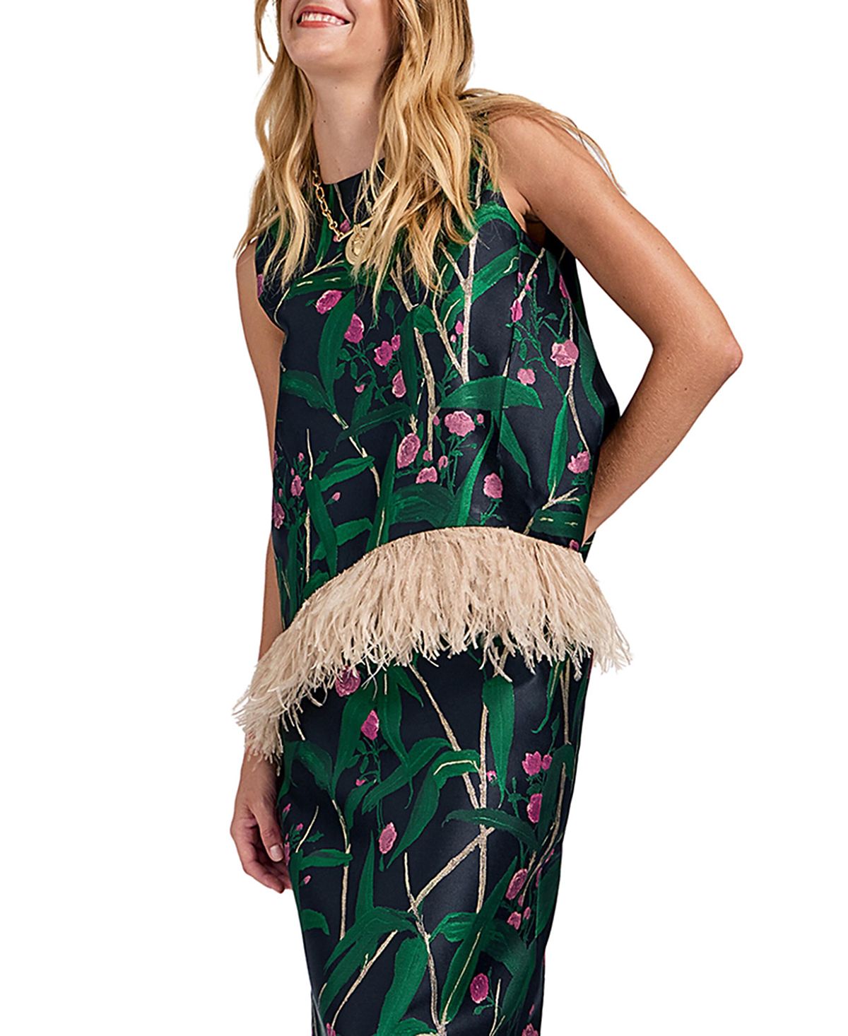 La Doublej La Scala Top With Feathers