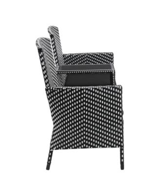 Outdoor PE Wicker Patio Conversation Loveseat with Built-in Glass End Table