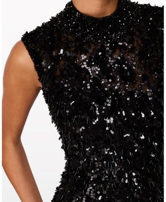 Julianne Sequin-Embellishment Ruffle Maxi Dress