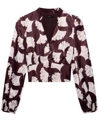  Women's Leaf Print Top