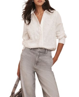  Women's Sequin Lace Cotton Shirt