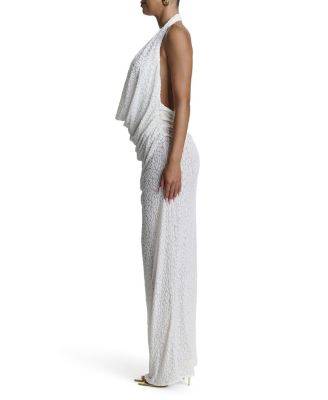 Burnout Plunge Halter Maxi Dress