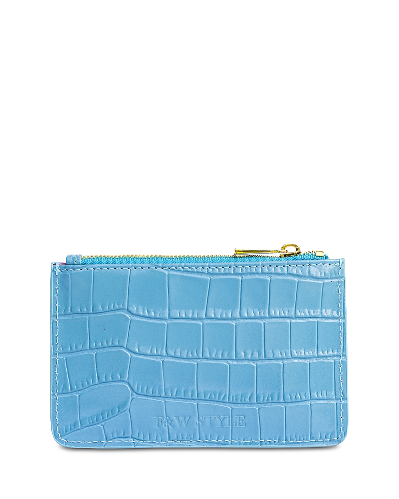 F & w Style Carrie Croc Embossed Leather Card Holder