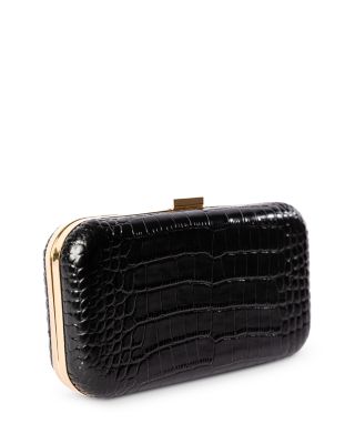 Rose Croc Embossed Leather Clutch