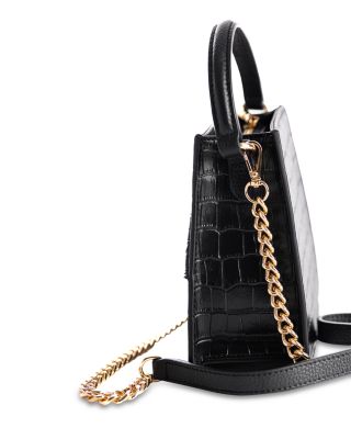 Kandi Croc Embossed Leather Handbag