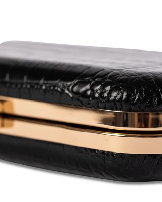 Rose Croc Embossed Leather Clutch