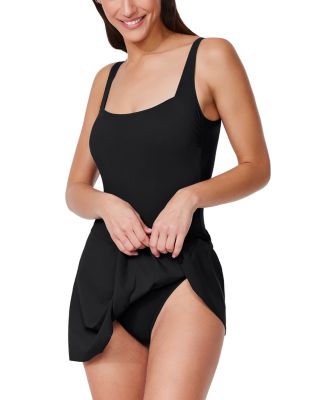 Square Neck Wrap One Piece Swimdress