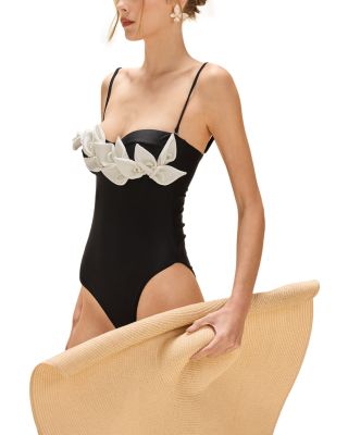 Selene Flower Appliqu&eacute; One Piece Swimsuit
