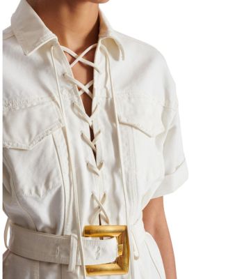  Short Lace-Up Canvas Dress