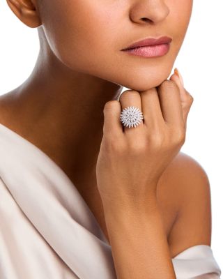 Diamond Starburst Statement Ring in 14K White Gold, 1.50 tcw