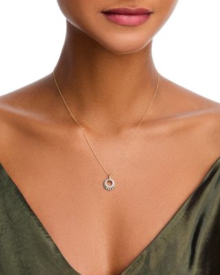 Diamond Circle Pendant Necklace in 14K Yellow Gold, 0.25 tcw