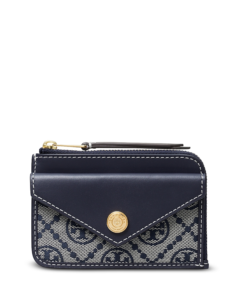 Tory Burch T Monogram Envelope Zip Card Case In Blue