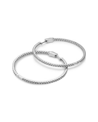 Luxe Collection Certified Lab Grown Diamond Inside Out Hoop Earrings in 14K White Gold, 3.0 tcw