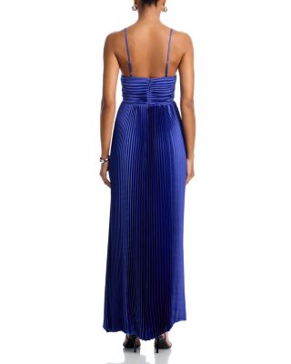 Asra Pleated Satin Gown