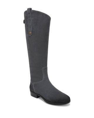 Women's Penny Round Toe Leather Low-Heel Riding Boots