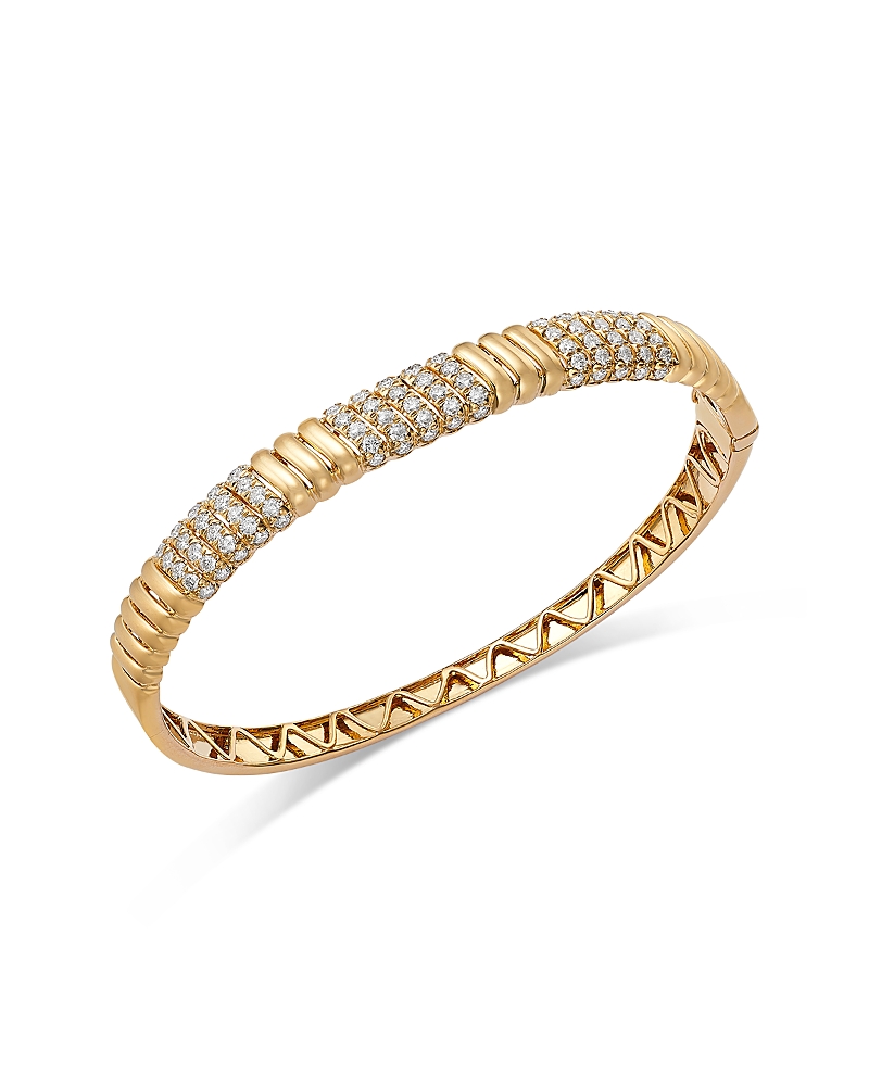 Bloomingdale's Fine Collection Diamond Ridge Texture Bangle Bracelet in 14K Yellow Gold, 1.57 tcw