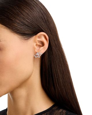 Diamond Scattered Cluster Statement Earrings in 14K White Gold, 3.3 tcw