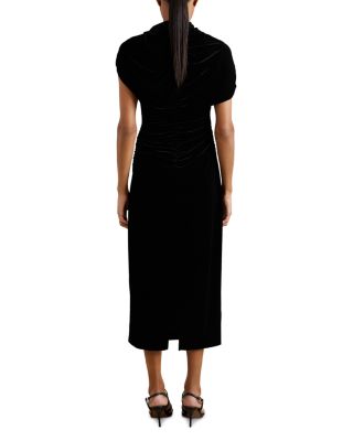 Nara Ruched Velvet Midi Dress