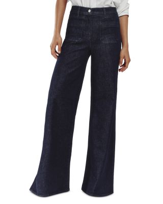 Petite Bella Mid Rise Wide Patch Pocket Jeans in Dark Blue
