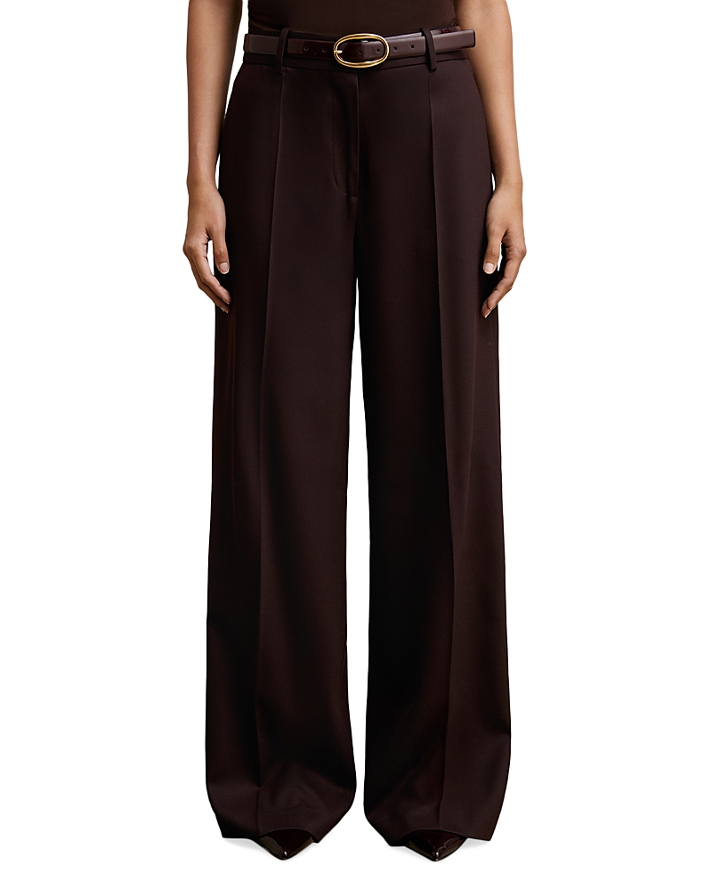 Reiss Petite Wide Leg Pants In Brown
