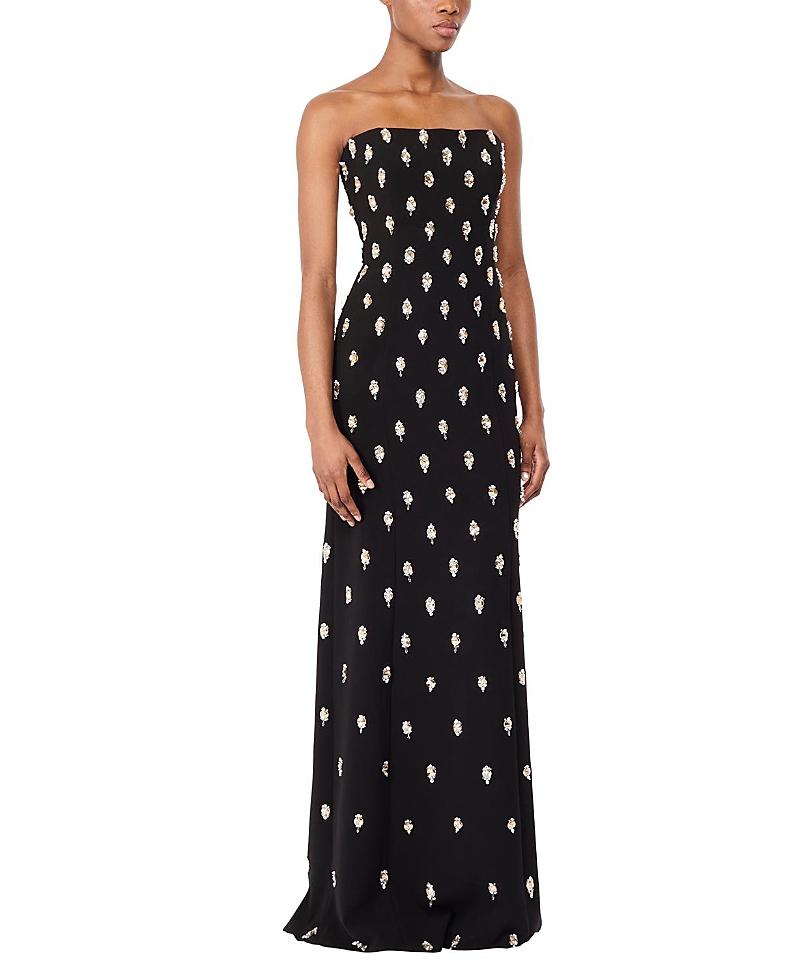 Jenny Packham Snowdrop Embellished Strapless Maxi Dress In Black