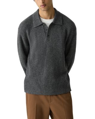 Ribbed Long Sleeve Polo Sweater