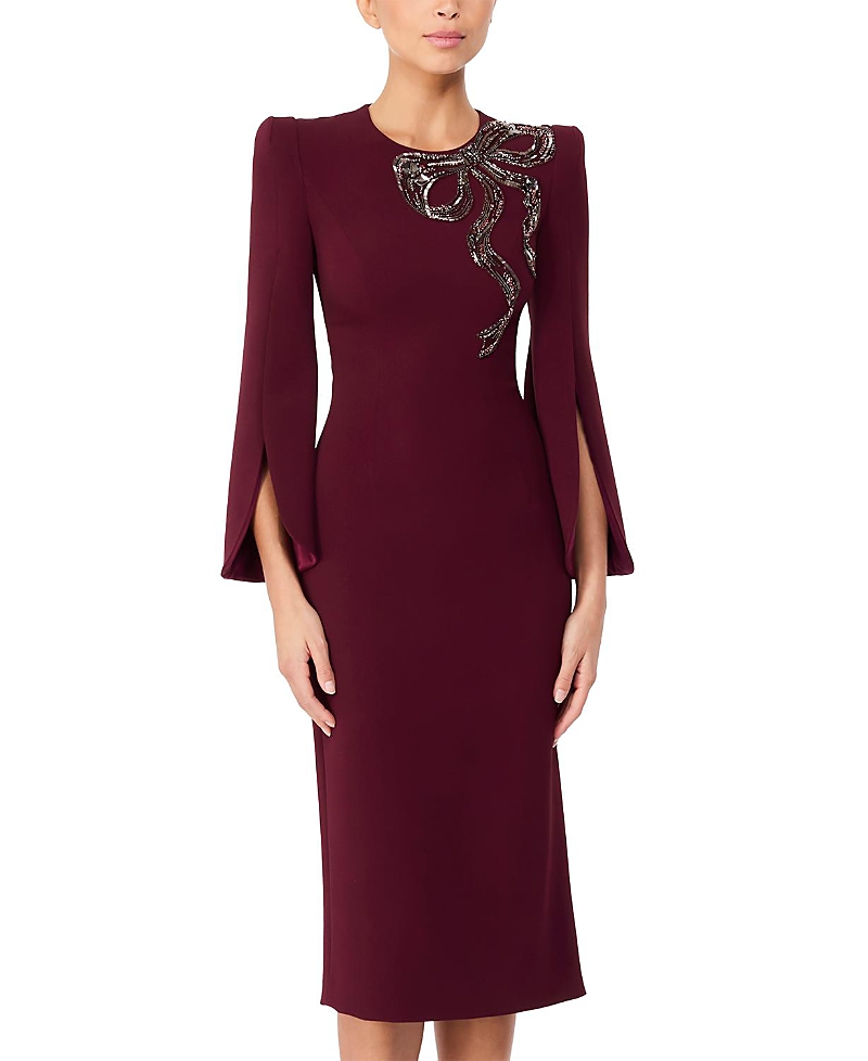 Jenny Packham Love Bow Split-Sleeve Midi Dress