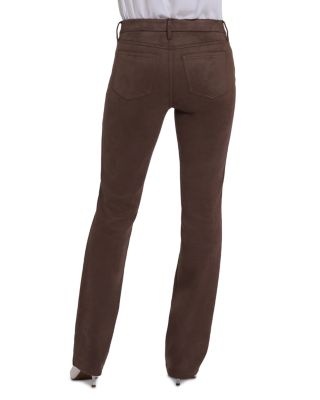 Marilyn High Rise Straight Jeans in Faux Suede in Coffee Bean