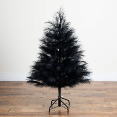 4' Artificial Halloween Black Pampas Grass Christmas Tree