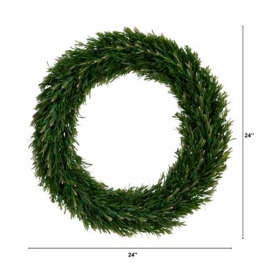 24&amp;quot; UV Resistant Rosemary Artificial Wreath (Indoor/Outdoor)