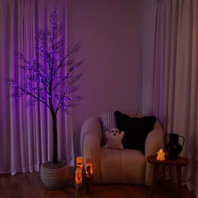 7' Pre-Lit Halloween Minimalist Twig Artificial Fall Tree