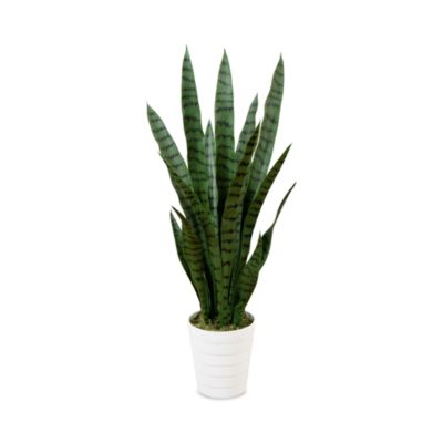 3' UV Resistant Artificial Sansevieria Plant in White Decorative Planter (Indoor/Outdoor)