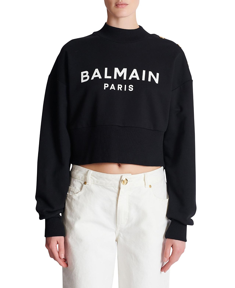 Balmain Logo-print Cotton Sweatshirt In Black