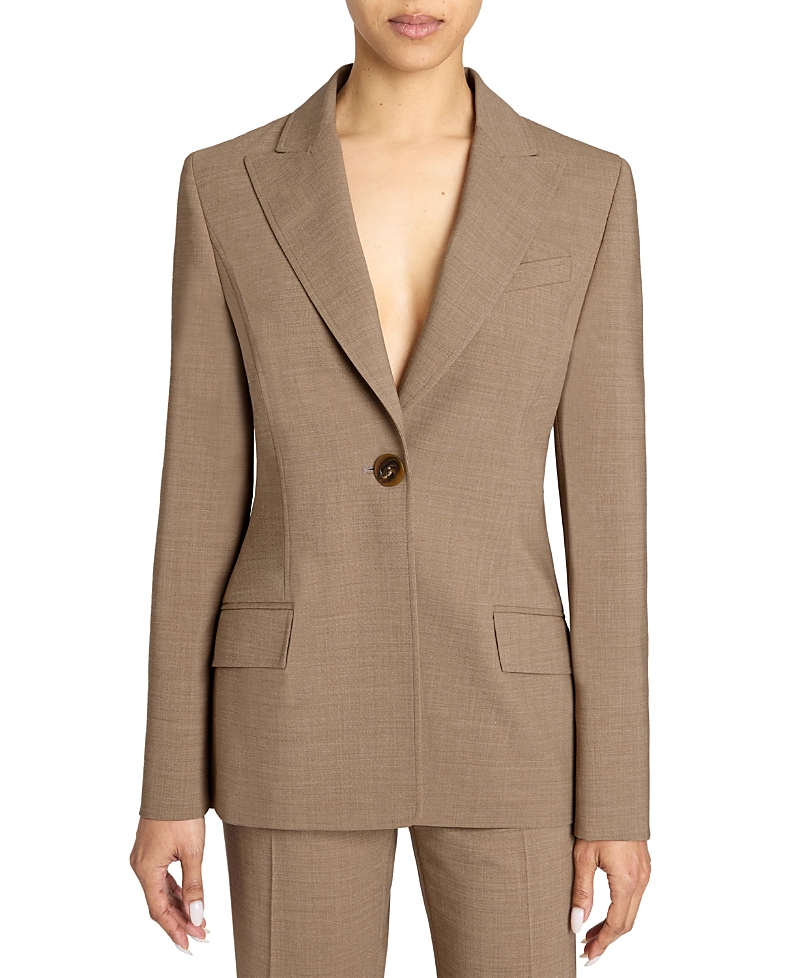 Santorelli Jess Single Button Jacket In Stretch Wool In Brown