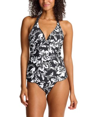 Sunset Blooms Reversible Halter Tankini Top
