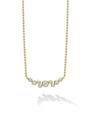 18K Yellow Gold Fizz Diamond Bezel Beaded Collar Necklace, 16-18"